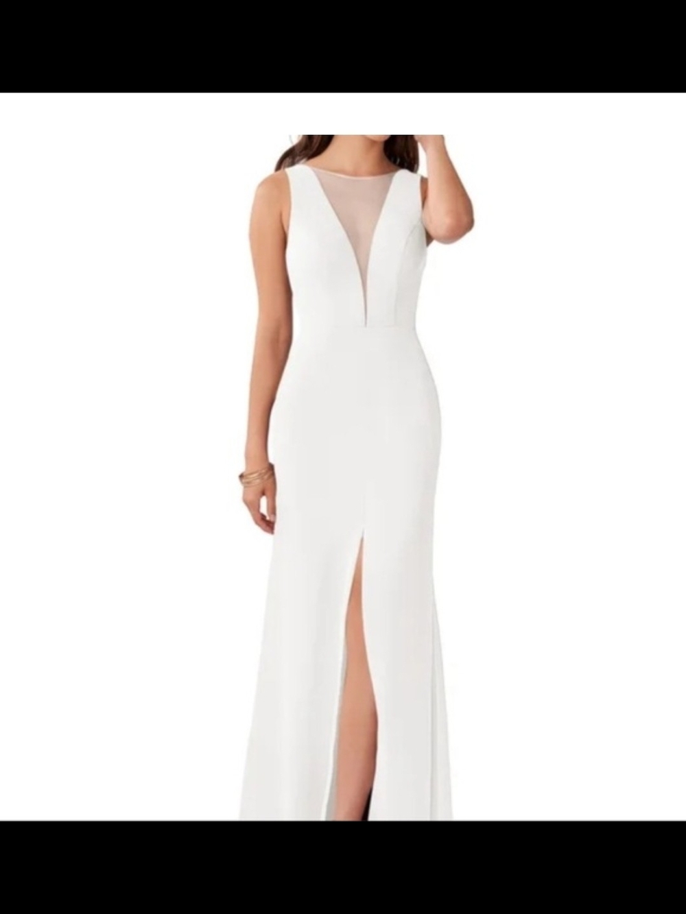 Azazie Buffy Maxi Gown with Illusion V-Insert Blush Pink Size 6 Nwt